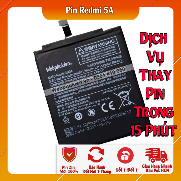 Pin Webphukien cho Xiaomi Redmi 5A  Việt Nam (BN34) - 3000mAh 